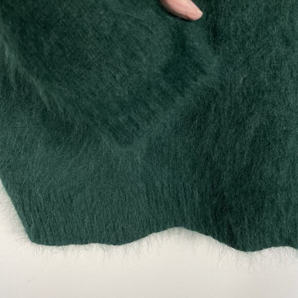 Anthropologie Moth Angora Sweater Size L (Fits M) Emerald Green Fuzzy Soft Warm - Picture 5 of 8